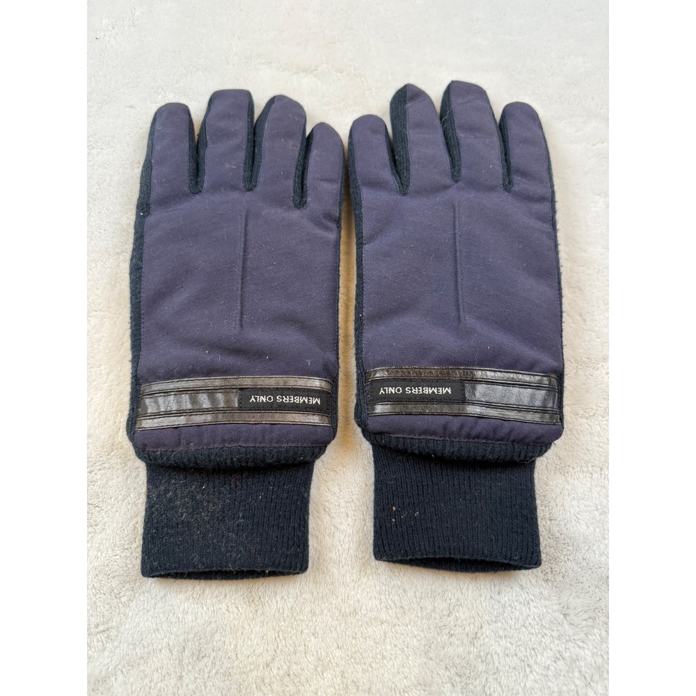 Vintage Members Only Mens‎ Navy Blue Insulated Gloves Size L Winter Warmth